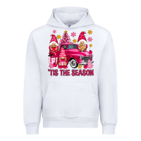 White Tis' the season pink Christmas gnomes truck Urban Hoodie - NancyCooperArtShop