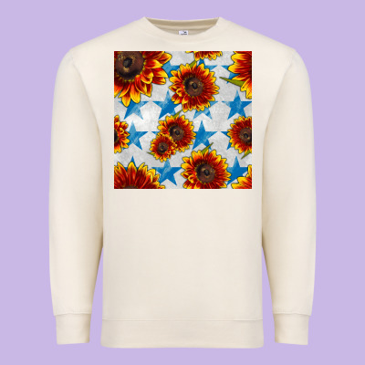 Patriotic Sunflowers And Stars Premium Sweatshirt Designed By Bundleandbundleshop