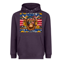 4th Of July Longhaired Cow Tumbler Heavyweight Hoodie | Teevron
