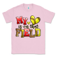 Bubblegum Pink my heart is on that field softball Classic Tee - Zillion Design Studio