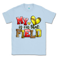 Dusty Blue my heart is on that field softball Classic Tee - Zillion Design Studio