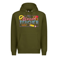 Army Green blessed teacher Premium Hoodie - MaliasSmallBusiness