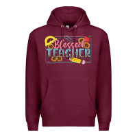 Burgundy blessed teacher Premium Hoodie - MaliasSmallBusiness