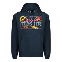 Navy blessed teacher Premium Hoodie - MaliasSmallBusiness