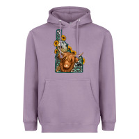 Lavender idaho map long haired cow Heavyweight Hoodie - Jasminsmagicworld