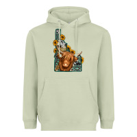 Matcha idaho map long haired cow Heavyweight Hoodie - Jasminsmagicworld