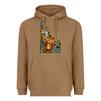 Toasted Coconut idaho map long haired cow Heavyweight Hoodie - Jasminsmagicworld