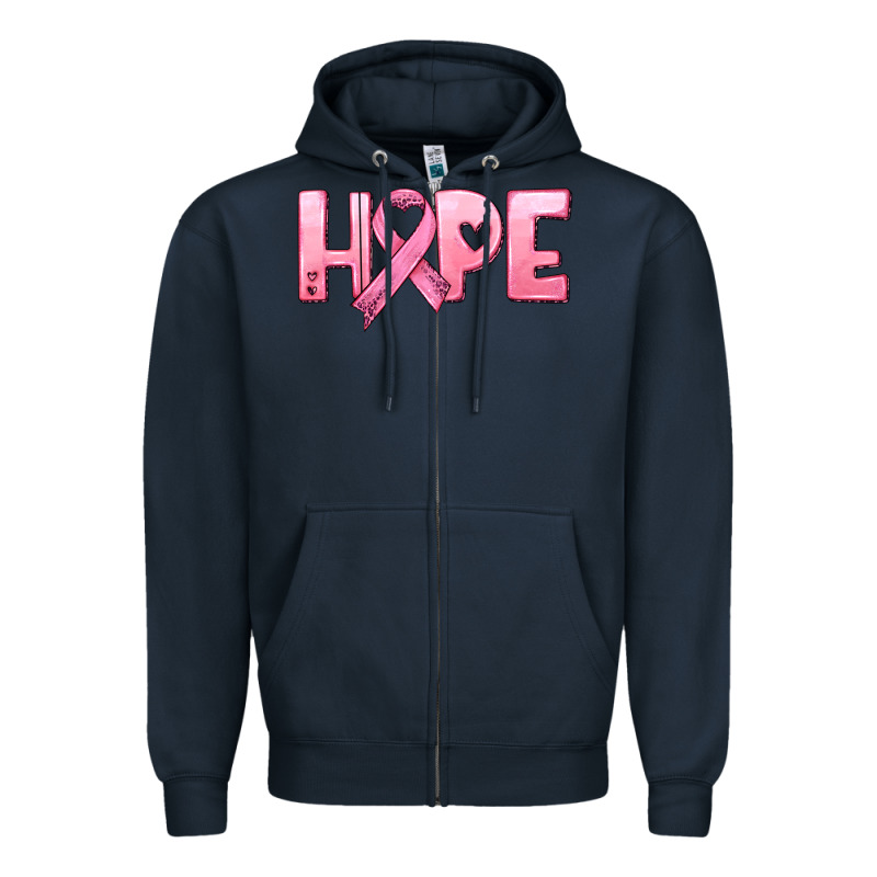 Hope And Pink Ribbon Zipper Hoodie by HRA Design Shop | Teevron