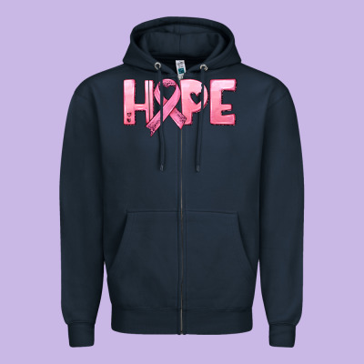 Hope And Pink Ribbon Zipper Hoodie Designed By Hra Design Shop