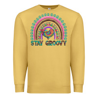 Antique Gold stay groovy with rainbow and heart Premium Sweatshirt - Artiststas