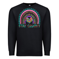 Black stay groovy with rainbow and heart Premium Sweatshirt - Artiststas