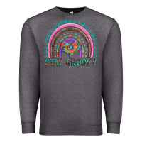Charcoal Heather stay groovy with rainbow and heart Premium Sweatshirt - Artiststas
