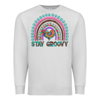 Dove Grey stay groovy with rainbow and heart Premium Sweatshirt - Artiststas