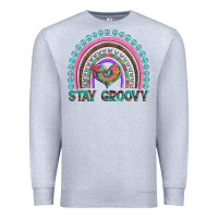 Heather Grey stay groovy with rainbow and heart Premium Sweatshirt - Artiststas