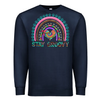 Navy stay groovy with rainbow and heart Premium Sweatshirt - Artiststas