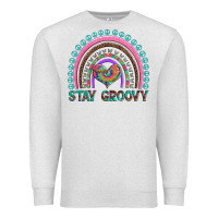Oatmeal Heather stay groovy with rainbow and heart Premium Sweatshirt - Artiststas