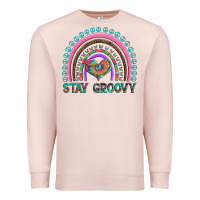 Pale Pink stay groovy with rainbow and heart Premium Sweatshirt - Artiststas