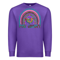 Purple stay groovy with rainbow and heart Premium Sweatshirt - Artiststas
