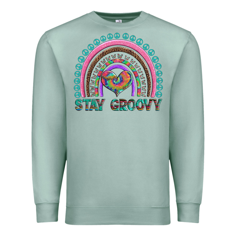 Stay Groovy With Rainbow And Heart Premium Sweatshirt by Artiststas | Teevron