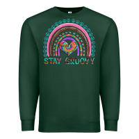 Sports Green stay groovy with rainbow and heart Premium Sweatshirt - Artiststas