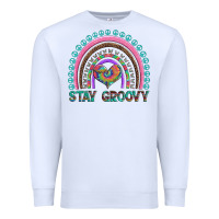 White stay groovy with rainbow and heart Premium Sweatshirt - Artiststas