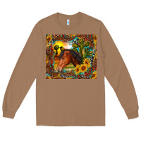 Toasted Coconut western horse and sunflower Long Sleeve Tee - RanaPortraitStore