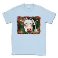 Dusty Blue christmas cow with background Classic Tee - RanaPortraitStore
