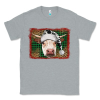 Heather Grey christmas cow with background Classic Tee - RanaPortraitStore