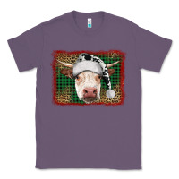 Lavender christmas cow with background Classic Tee - RanaPortraitStore