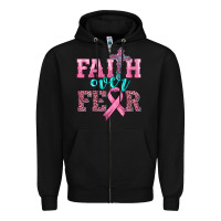 Black faith over fear with cross and ribbon Zipper Hoodie - HRA Design Shop
