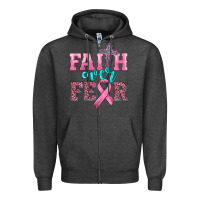 Charcoal Heather faith over fear with cross and ribbon Zipper Hoodie - HRA Design Shop