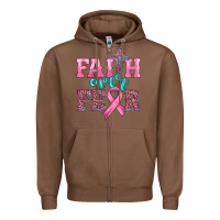 Chestnut faith over fear with cross and ribbon Zipper Hoodie - HRA Design Shop
