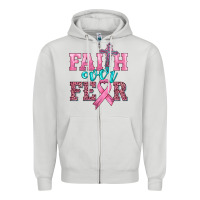 Dove Grey faith over fear with cross and ribbon Zipper Hoodie - HRA Design Shop