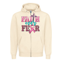 Sandshell faith over fear with cross and ribbon Zipper Hoodie - HRA Design Shop