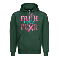 Sports Green faith over fear with cross and ribbon Zipper Hoodie - HRA Design Shop