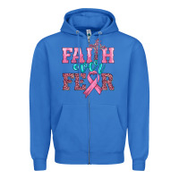 True Royal faith over fear with cross and ribbon Zipper Hoodie - HRA Design Shop