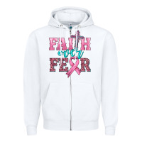 White faith over fear with cross and ribbon Zipper Hoodie - HRA Design Shop