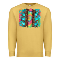 Antique Gold hippie peace sign butterfly leopard and tie dye brushstroke Premium Sweatshirt - Artiststas