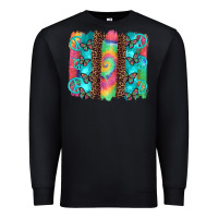Black hippie peace sign butterfly leopard and tie dye brushstroke Premium Sweatshirt - Artiststas