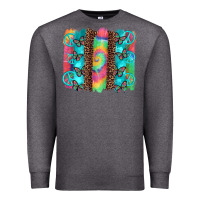 Charcoal Heather hippie peace sign butterfly leopard and tie dye brushstroke Premium Sweatshirt - Artiststas