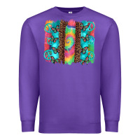 Purple hippie peace sign butterfly leopard and tie dye brushstroke Premium Sweatshirt - Artiststas