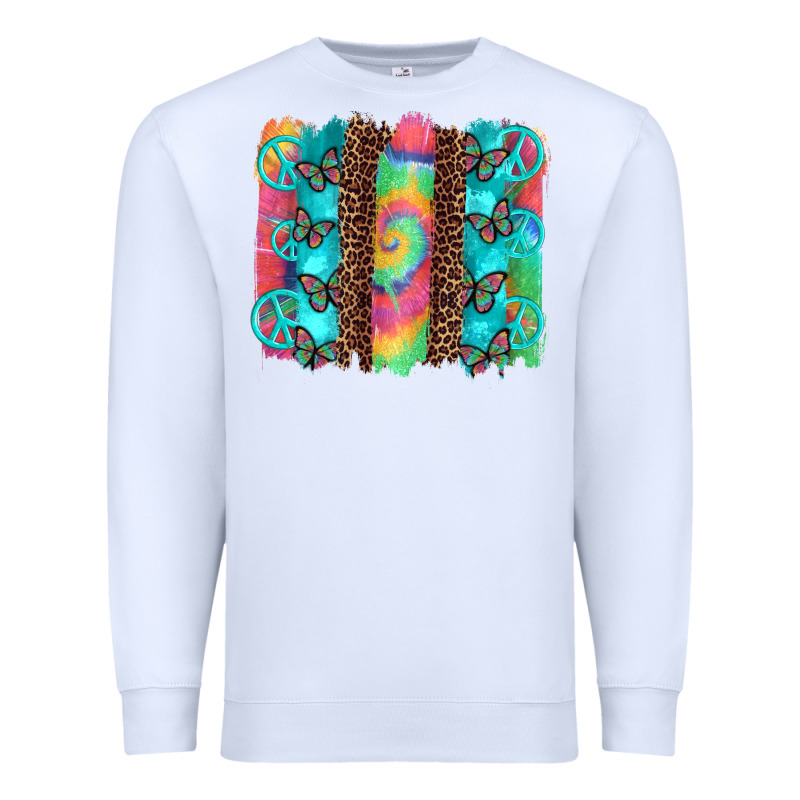 Hippie Peace Sign Butterfly Leopard And Tie Dye Brushstroke Premium Sweatshirt by Artiststas | Teevron