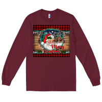 Burgundy merry christmas santa and farm Long Sleeve Tee - RanaPortraitStore