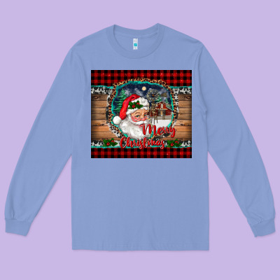 Merry Christmas Santa And Farm Long Sleeve Tee Designed By Ranaportraitstore