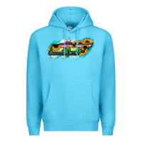 Ocean Blue Tennessee Map Sunflower Cactus Serape Premium Hoodie - RanaPortraitStore