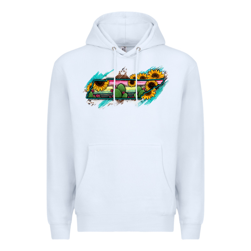 Tennessee Map Sunflower Cactus Serape Premium Hoodie by RanaPortraitStore | Teevron