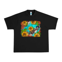 Black western sunflowers turquoise cowhide  tooled leather Urban Heavy Tee - BarkalooDesign