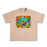 Burro western sunflowers turquoise cowhide  tooled leather Urban Heavy Tee - BarkalooDesign