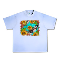 Grape Ice western sunflowers turquoise cowhide  tooled leather Urban Heavy Tee - BarkalooDesign