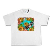Lunar Rock western sunflowers turquoise cowhide  tooled leather Urban Heavy Tee - BarkalooDesign